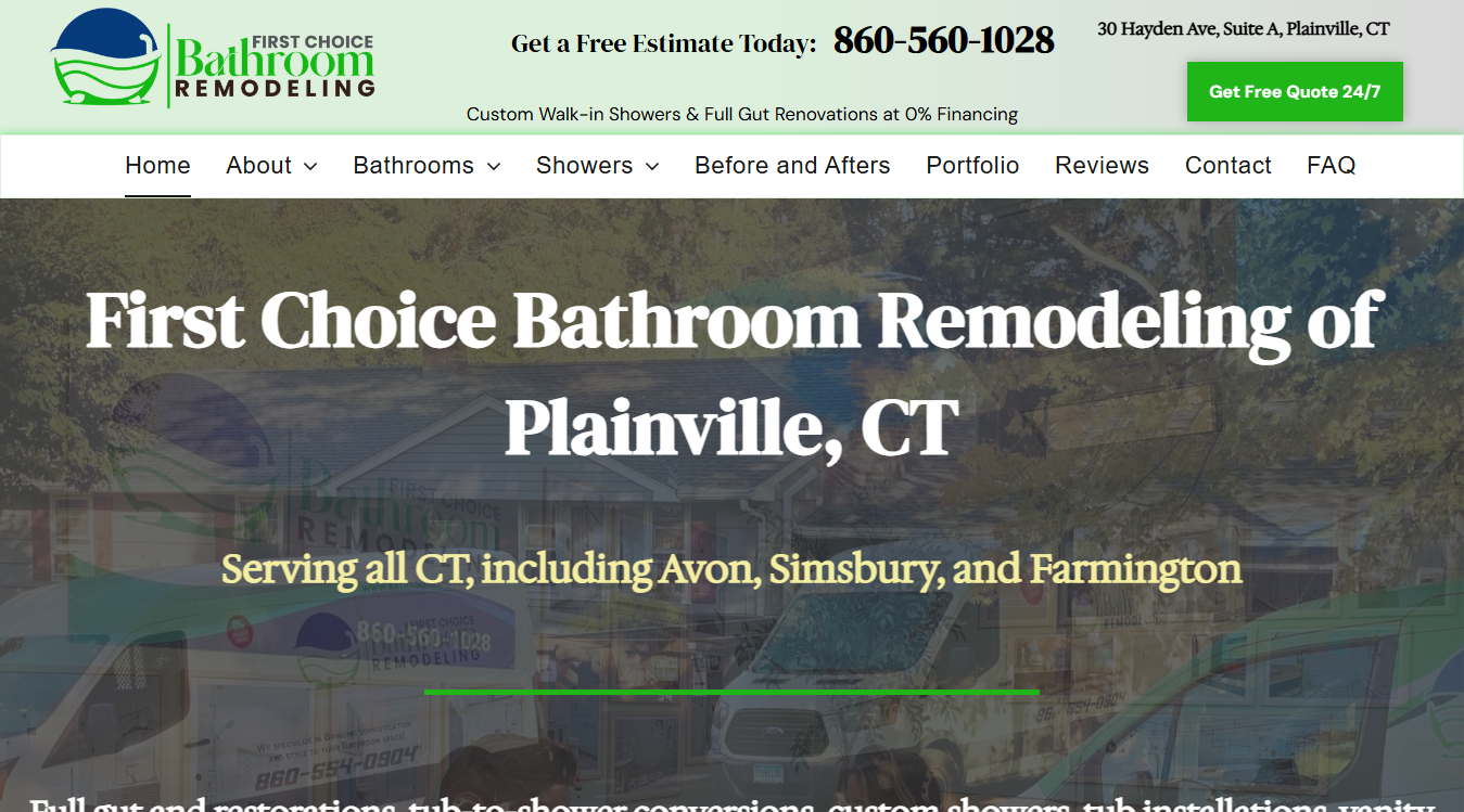 Website screenshot for First Choice Bathroom Remodeling