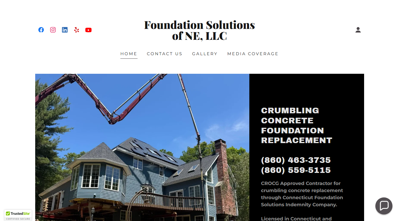 Website screenshot for Foundation Solutions of NE, LLC