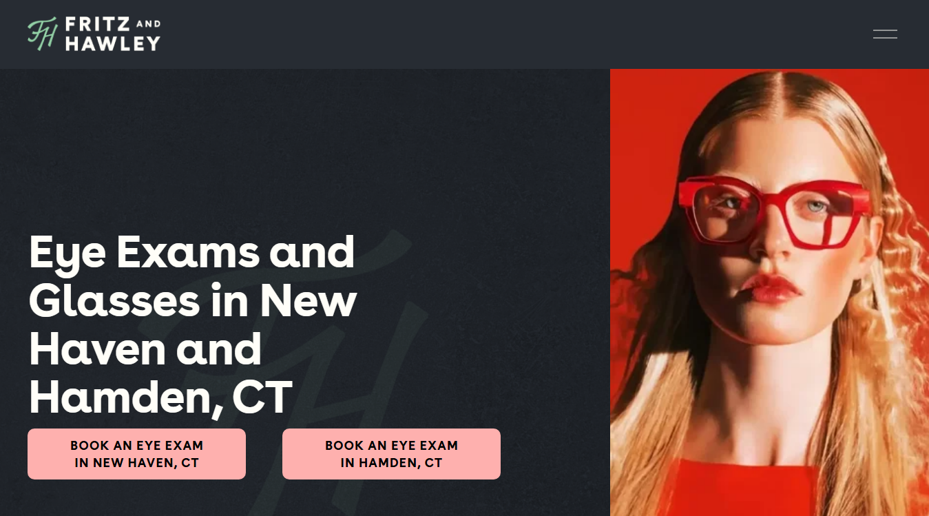 Website screenshot for Fritz & Hawley Guild Opticians