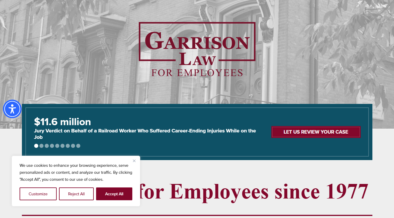 Website screenshot for Garrison, Levin-Epstein, Fitzgerald & Pirrotti, PC