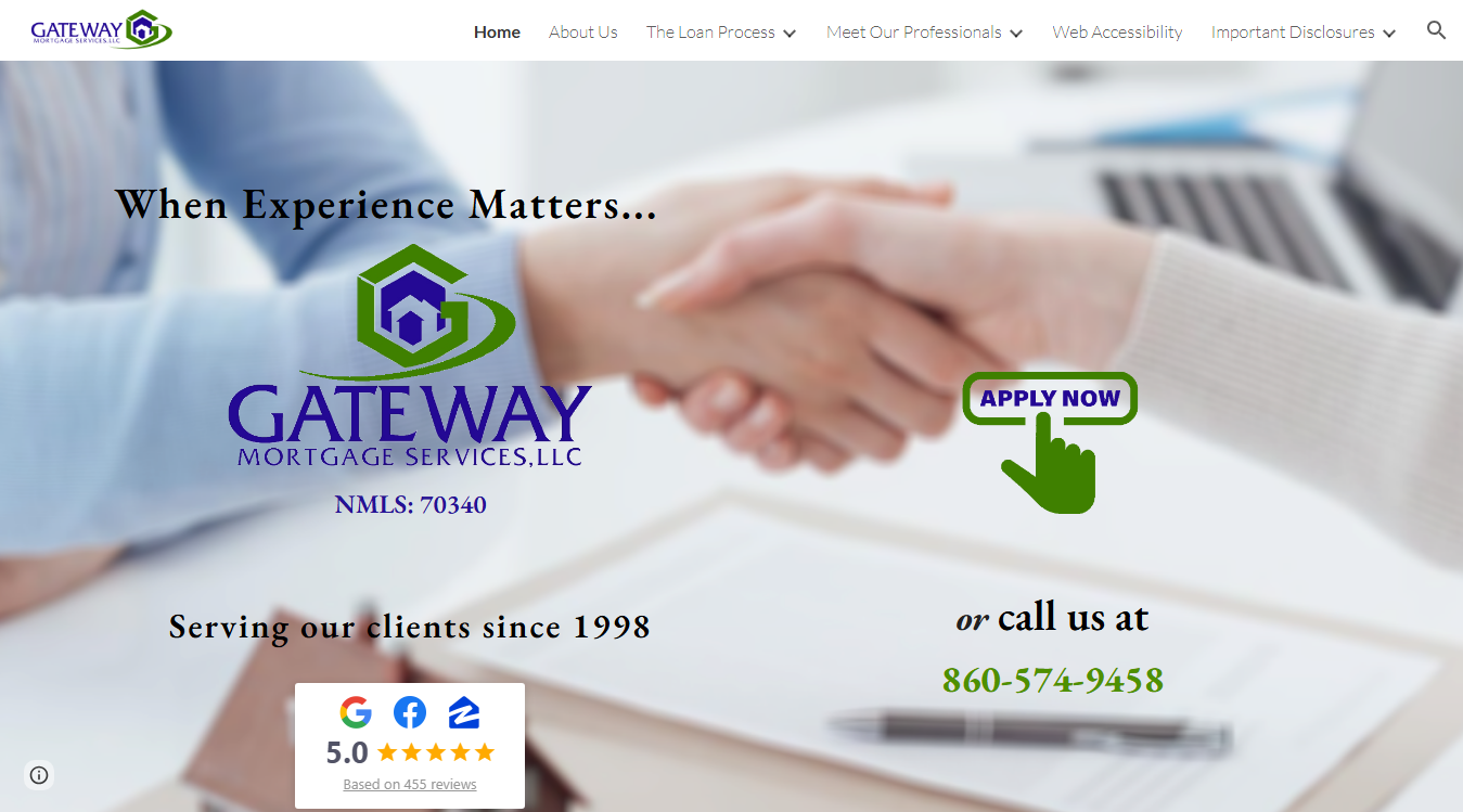 Website screenshot for Gateway Mortgage Services, LLC