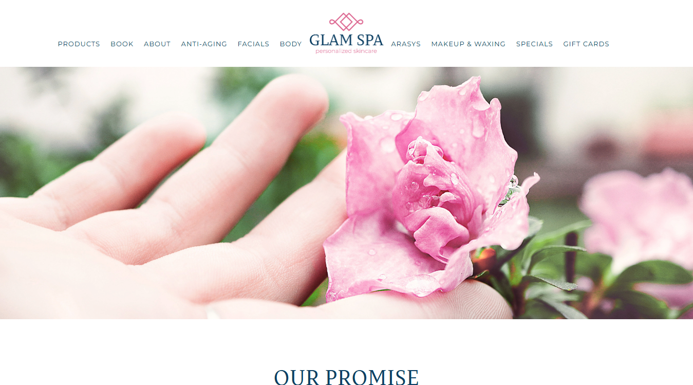 Website screenshot for Glam Spa