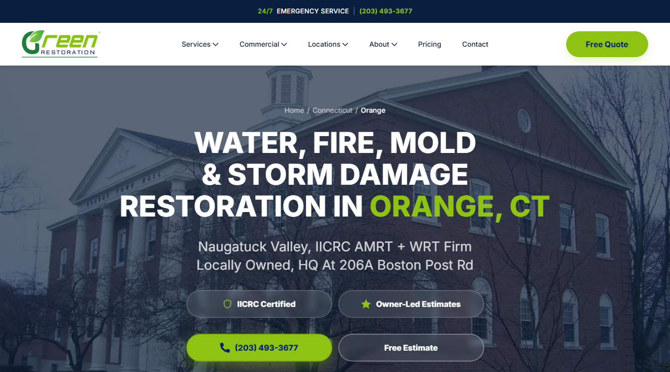 Website screenshot for Green Restoration of Orange
