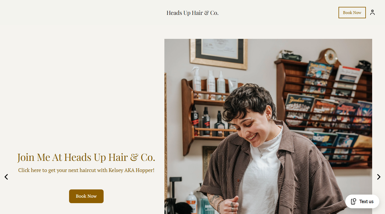 Website screenshot for Heads Up Hair & Co.