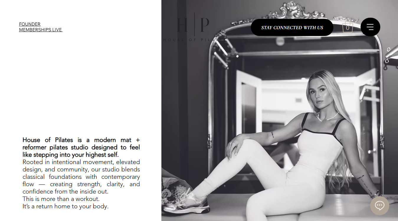 Website screenshot for House of Pilates