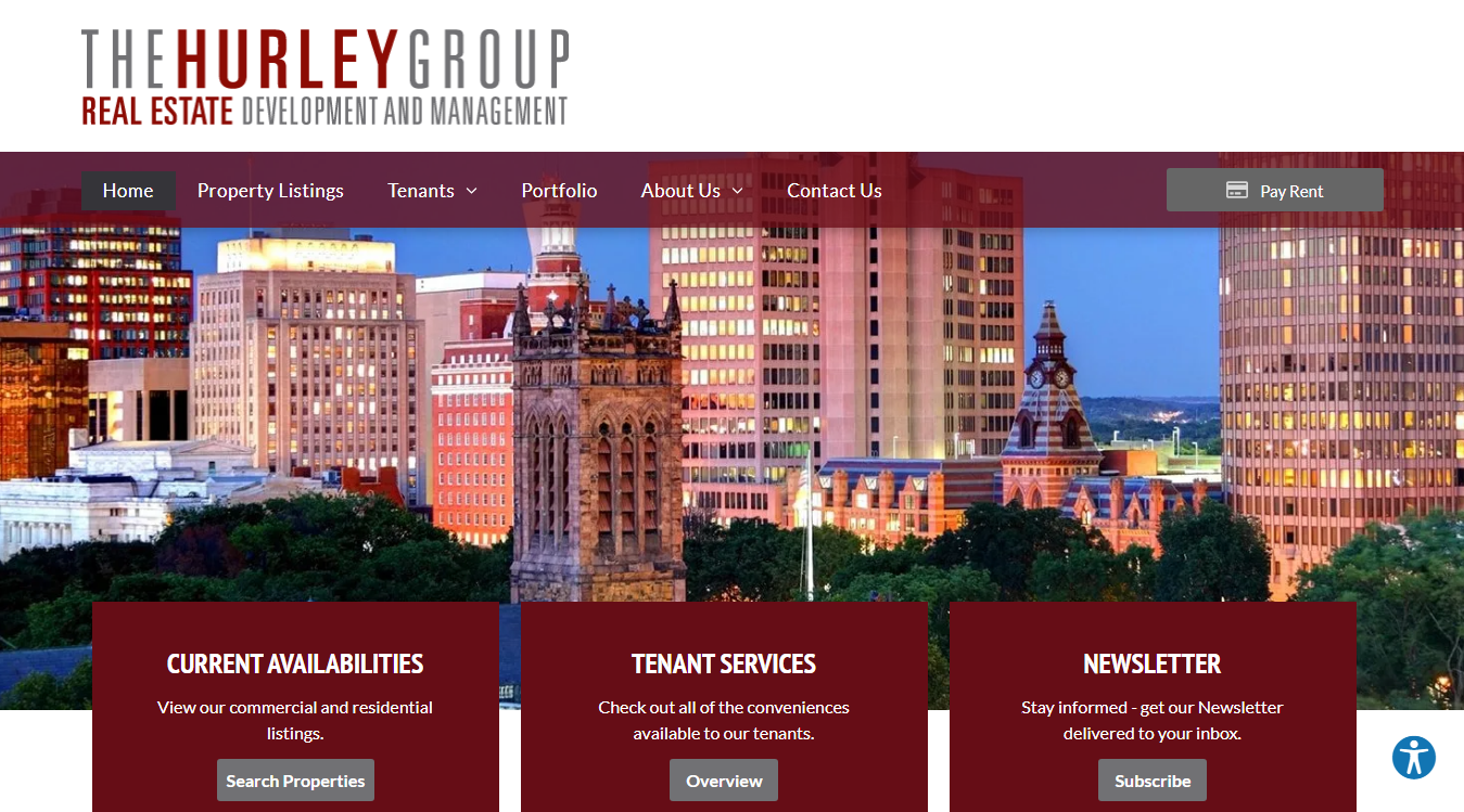 Website screenshot for Hurley Group Property Management, LLC
