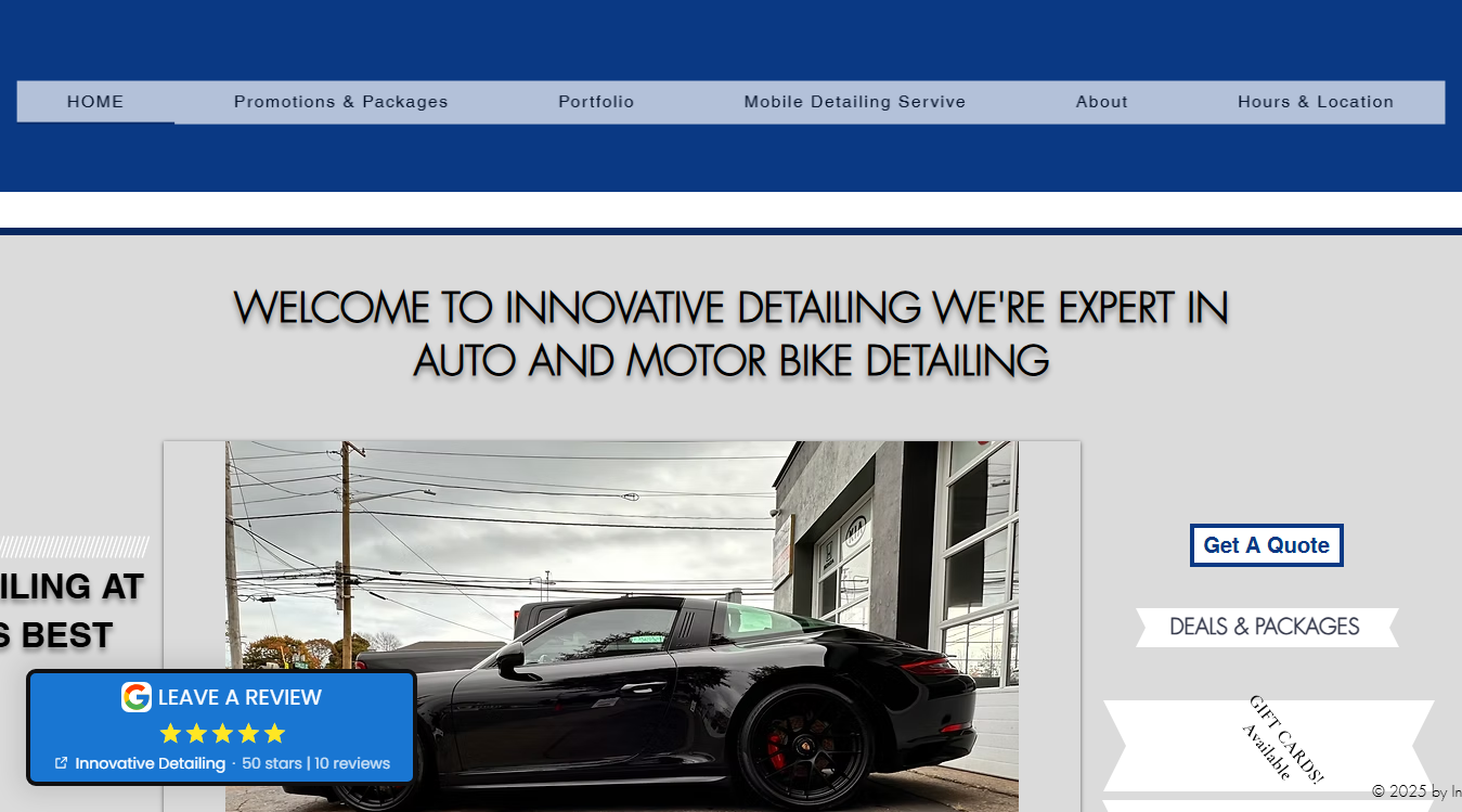 Website screenshot for Innovative Detailing