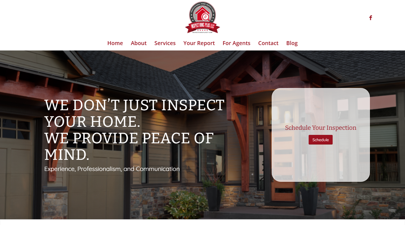 Website screenshot for Inspections Plus LLC