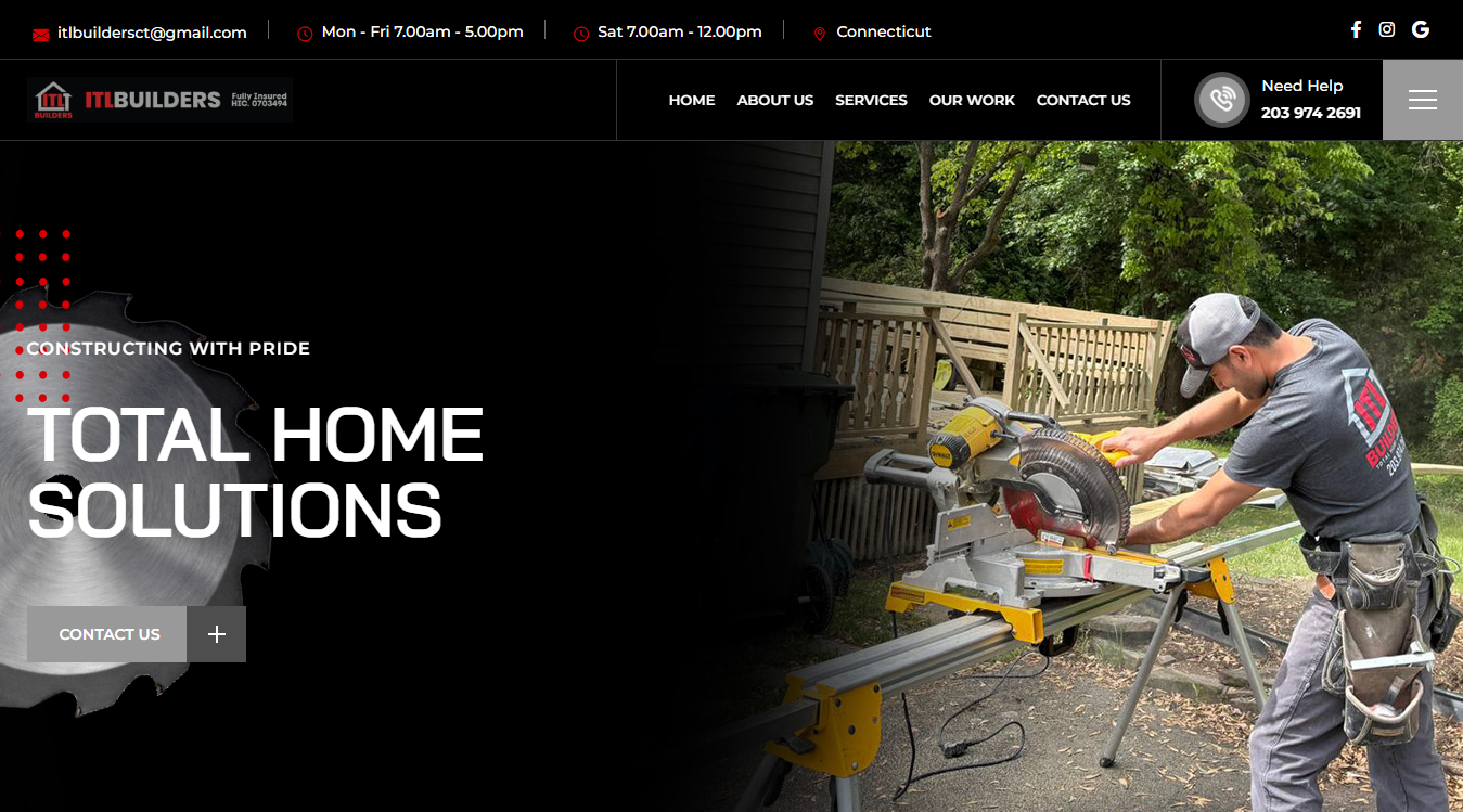 Website screenshot for ITL Builders, LLC