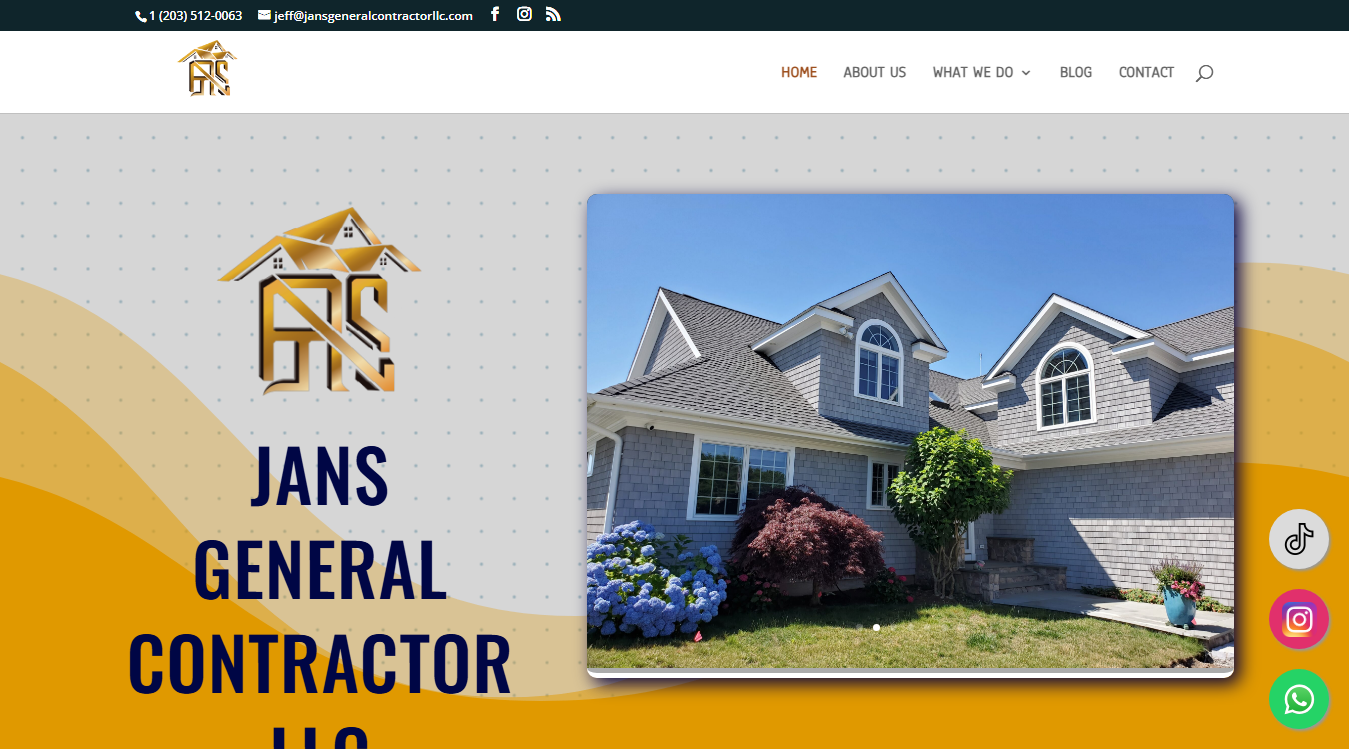 Website screenshot for Jans General Contractor LLC