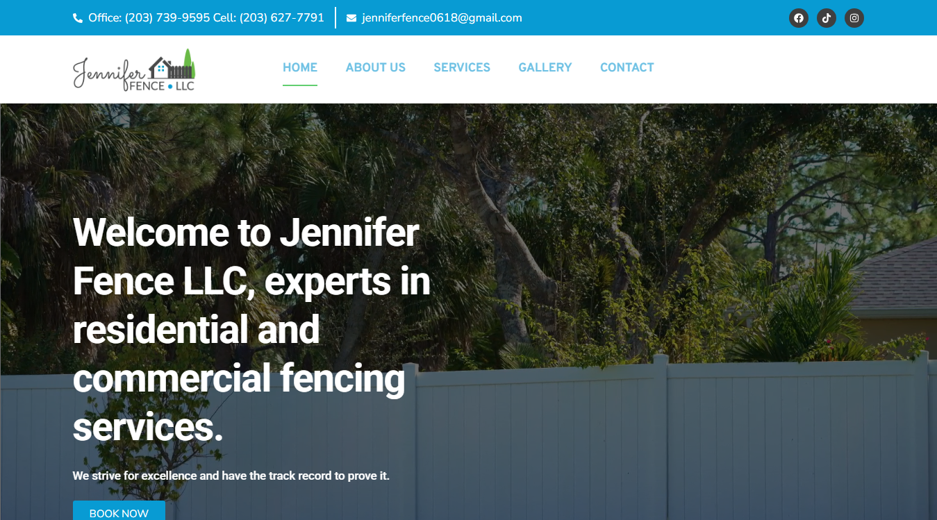 Website screenshot for Jennifer Fence LLC