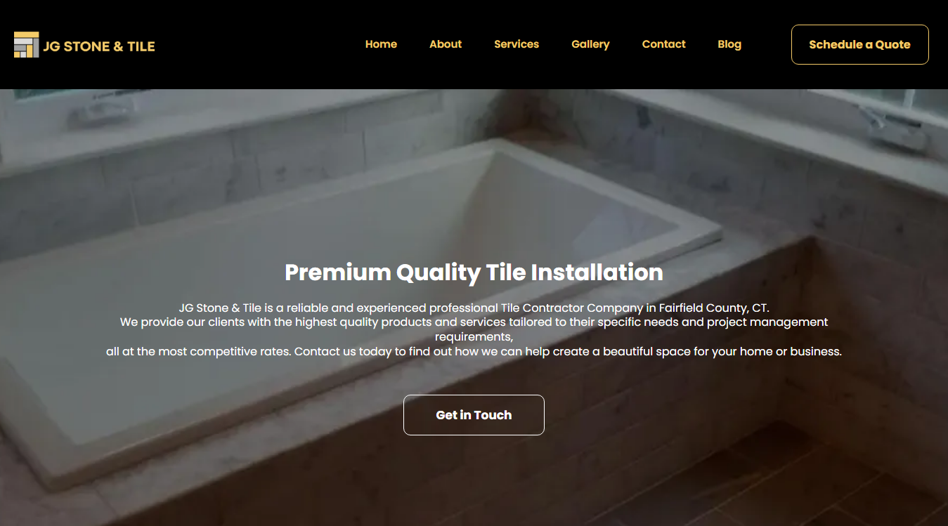 Website screenshot for JG Stone & Tile