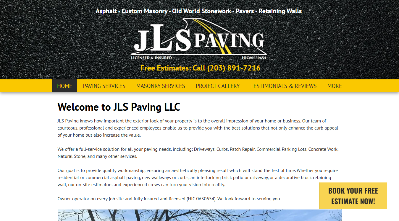 Website screenshot for JLS Paving, LLC