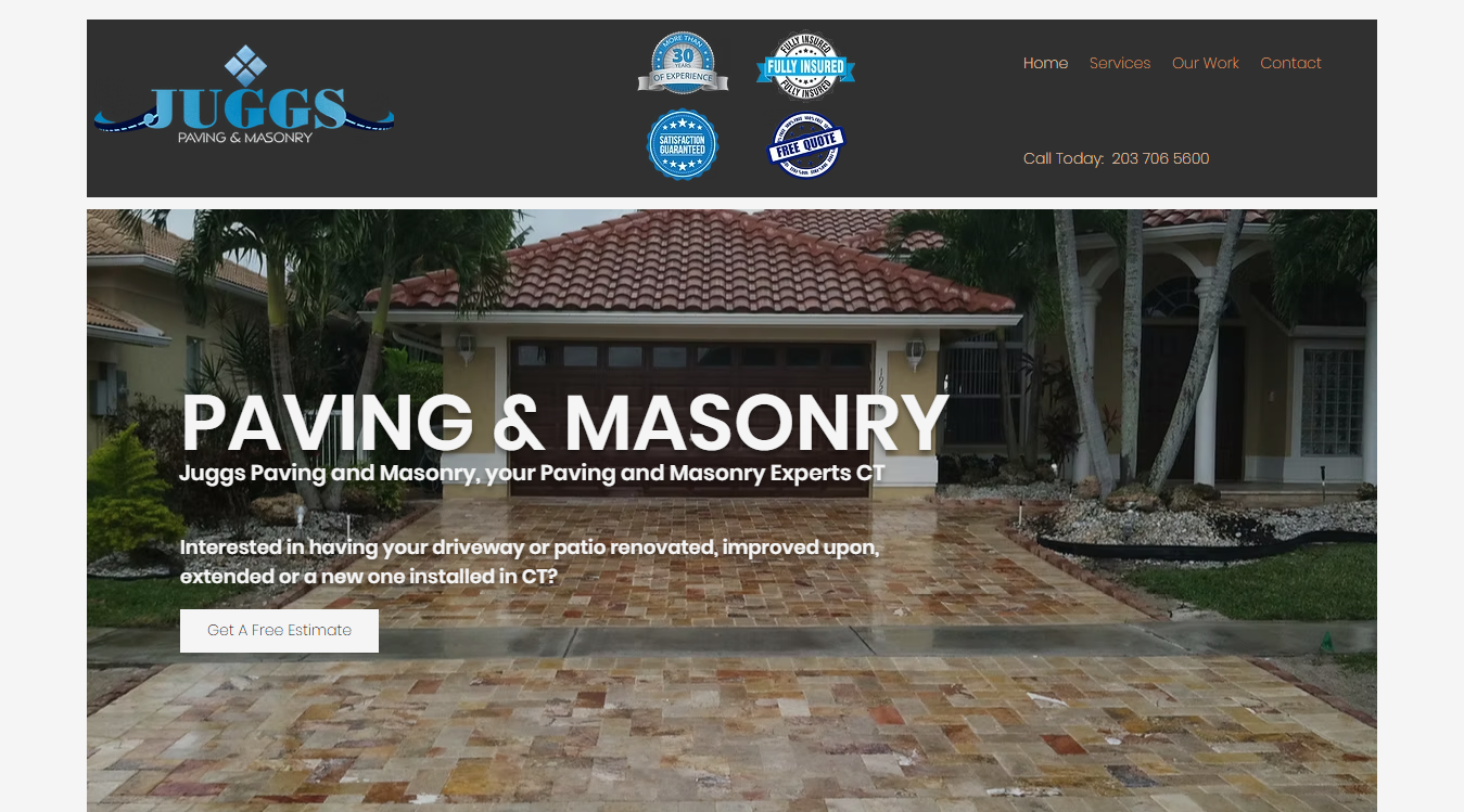 Website screenshot for JUGGS PAVING AND MASONRY INC