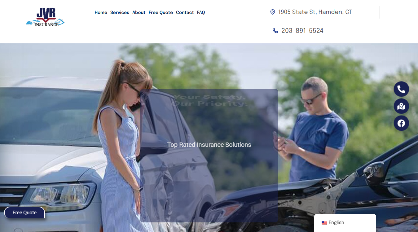 Website screenshot for JVR Insurance Agency