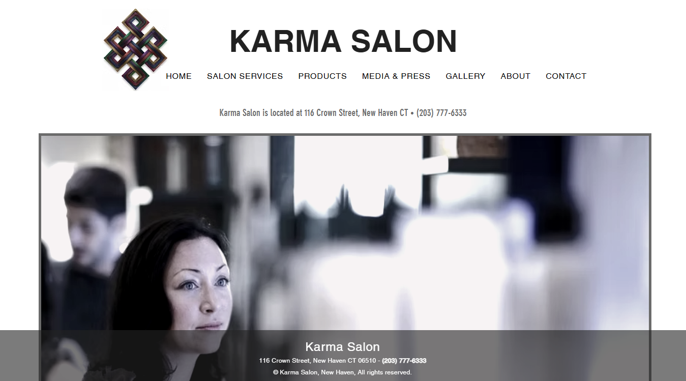 Website screenshot for Karma Salon LLC