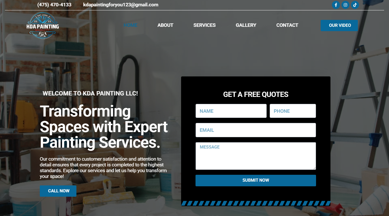 Website screenshot for KDA PAINTING LLC