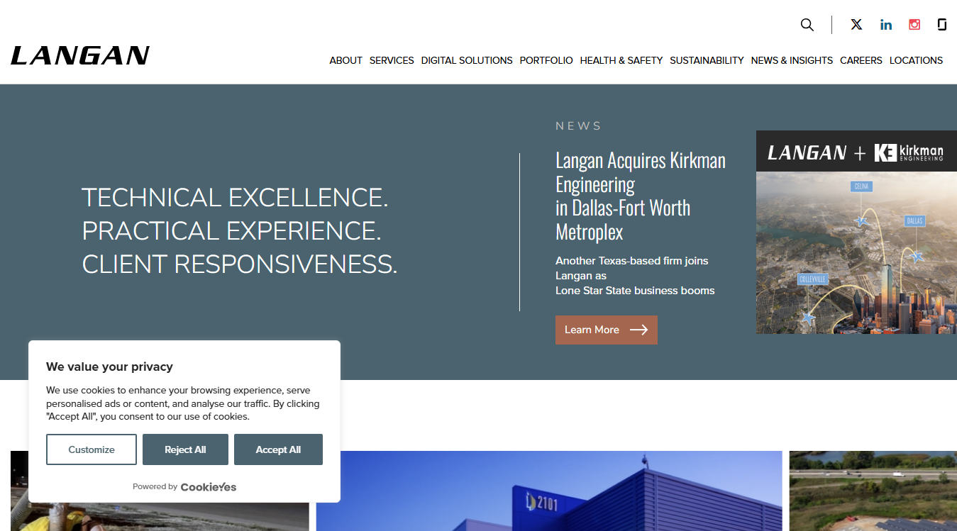 Website screenshot for Langan