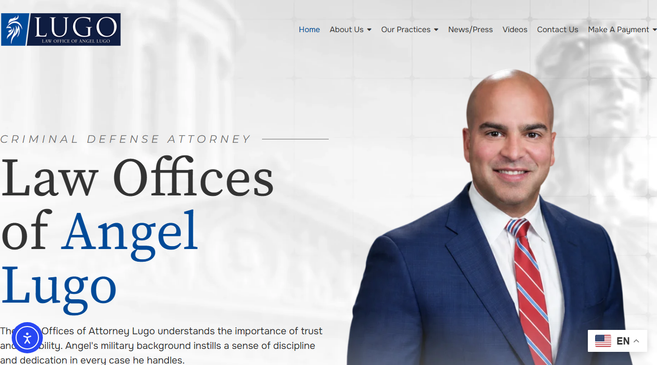 Website screenshot for Law Office of Angel A. Lugo