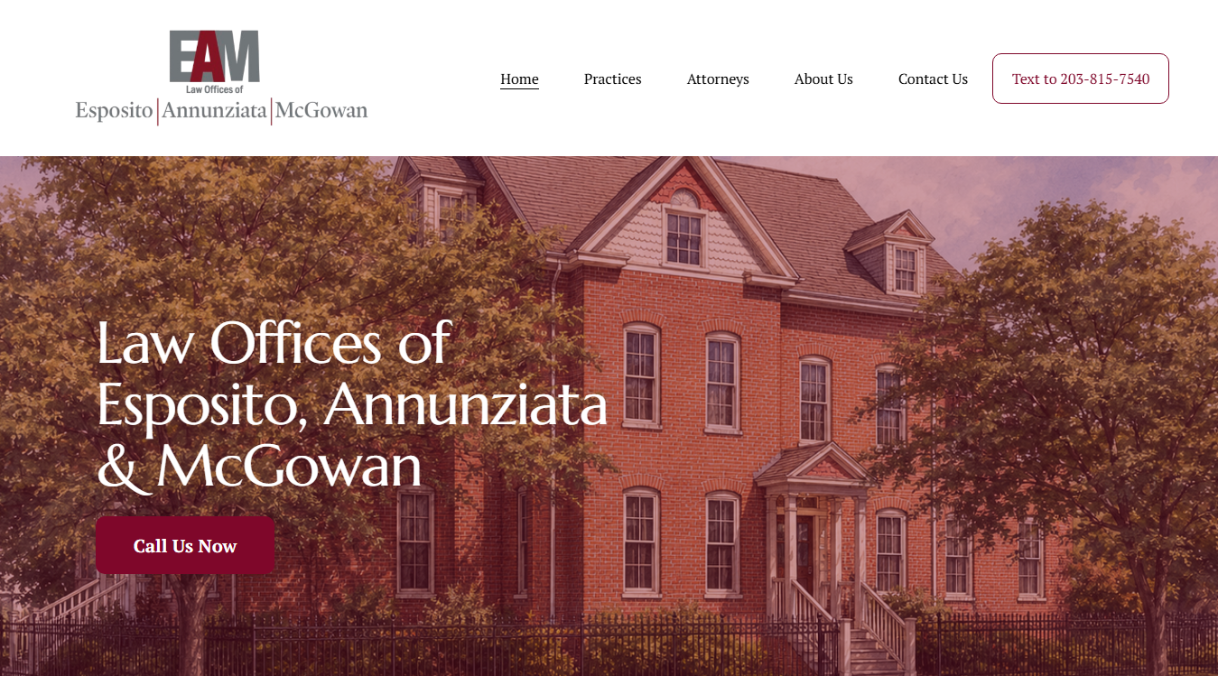 Website screenshot for Law Offices of Esposito, Annunziata & McGowan