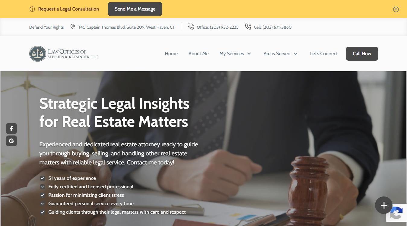 Website screenshot for Law Offices of Stephen R. Ketaineck, LLC