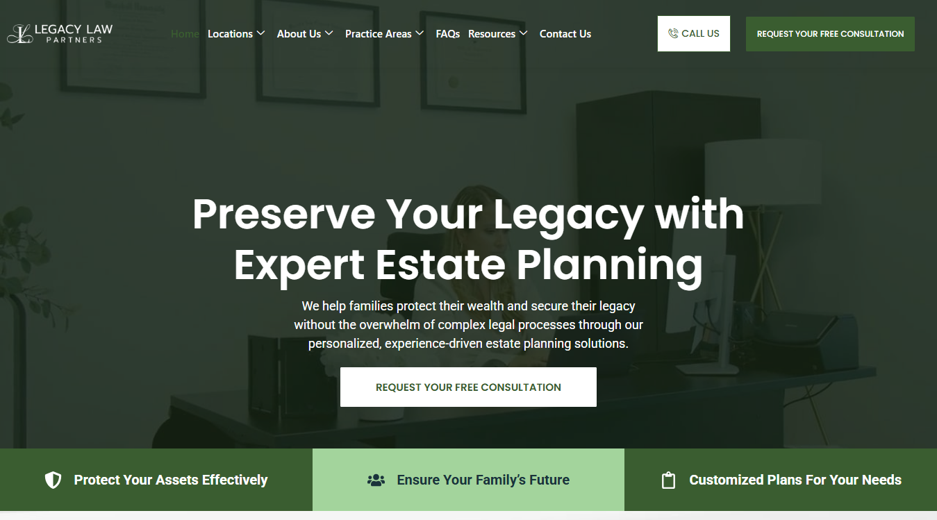 Website screenshot for Legacy Law Partners