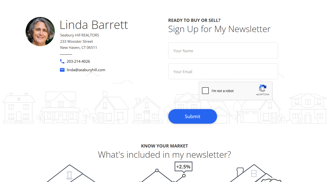 Website screenshot for Linda Barrett, Seabury-Hill REALTORS
