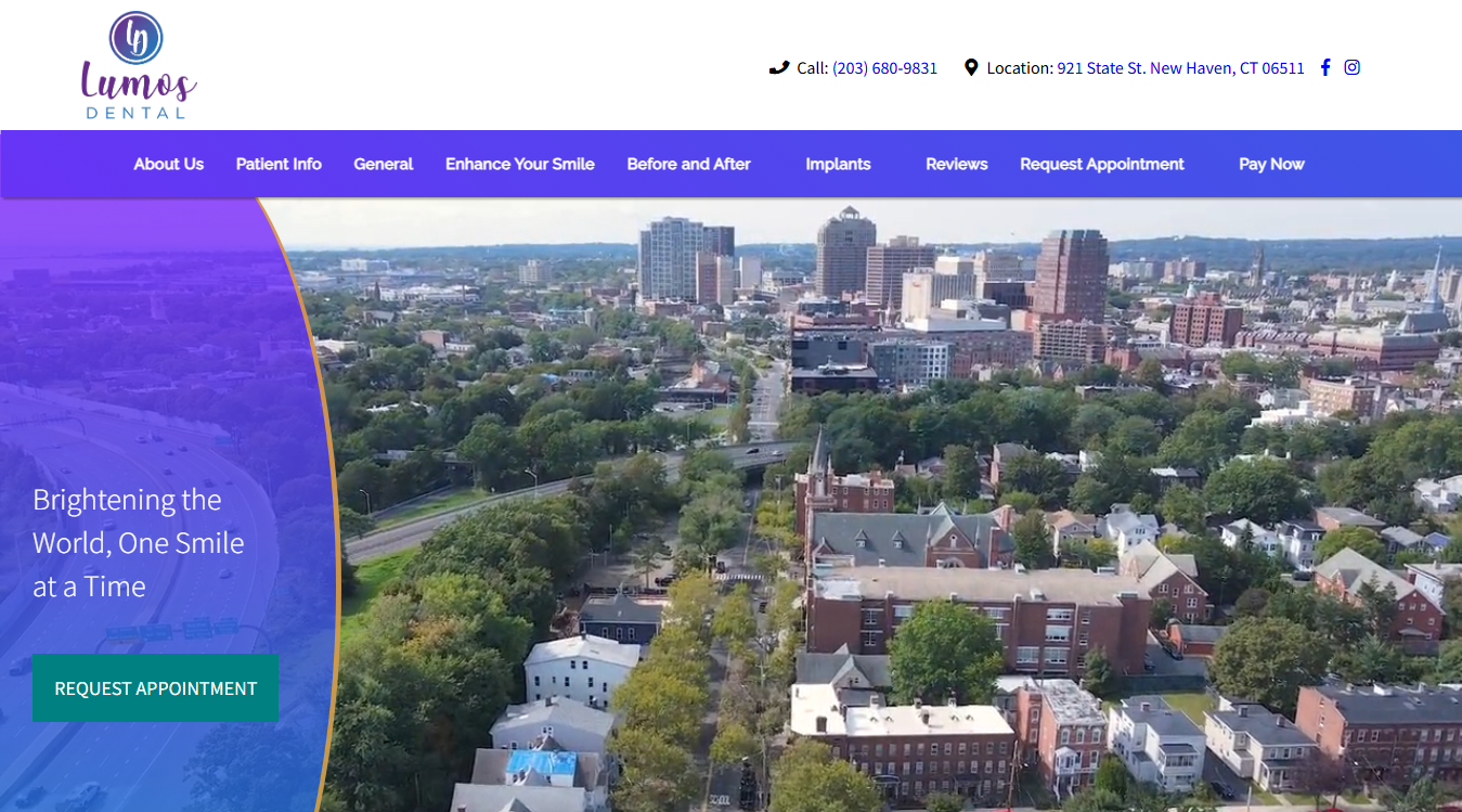 Website screenshot for Lumos Dental New Haven