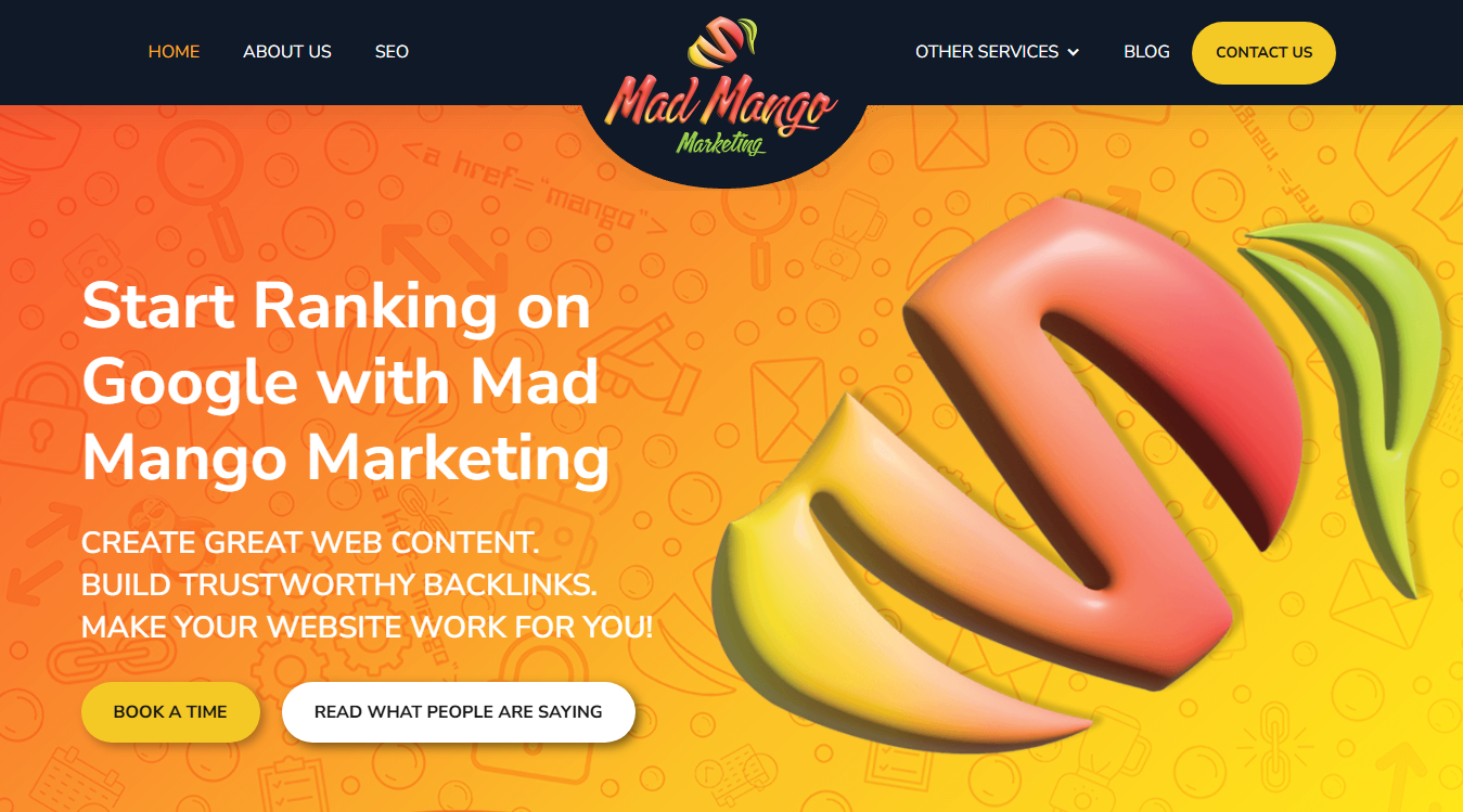 Website screenshot for Mad Mango Marketing