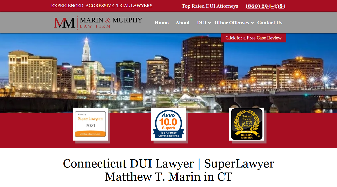 Website screenshot for Matthew Marin, Attorney At Law