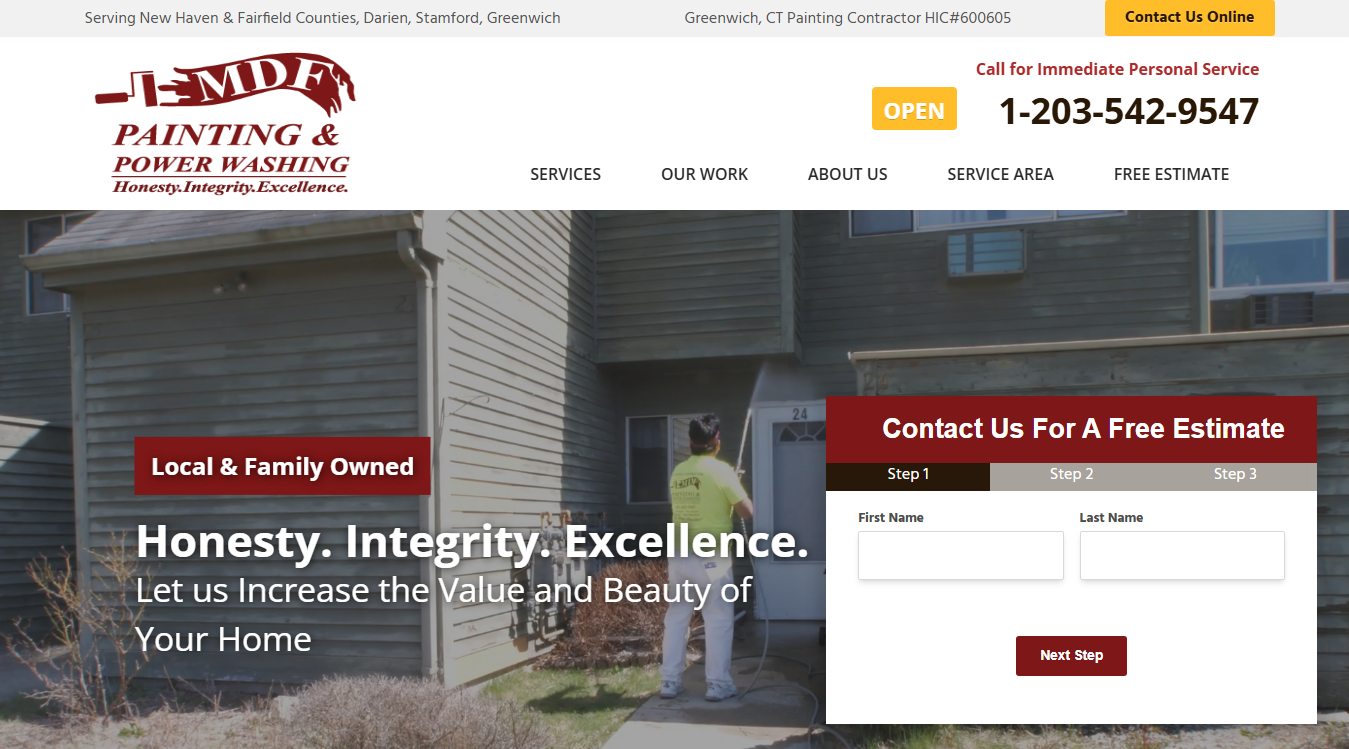 Website screenshot for MDF Painting & Power Washing, LLC