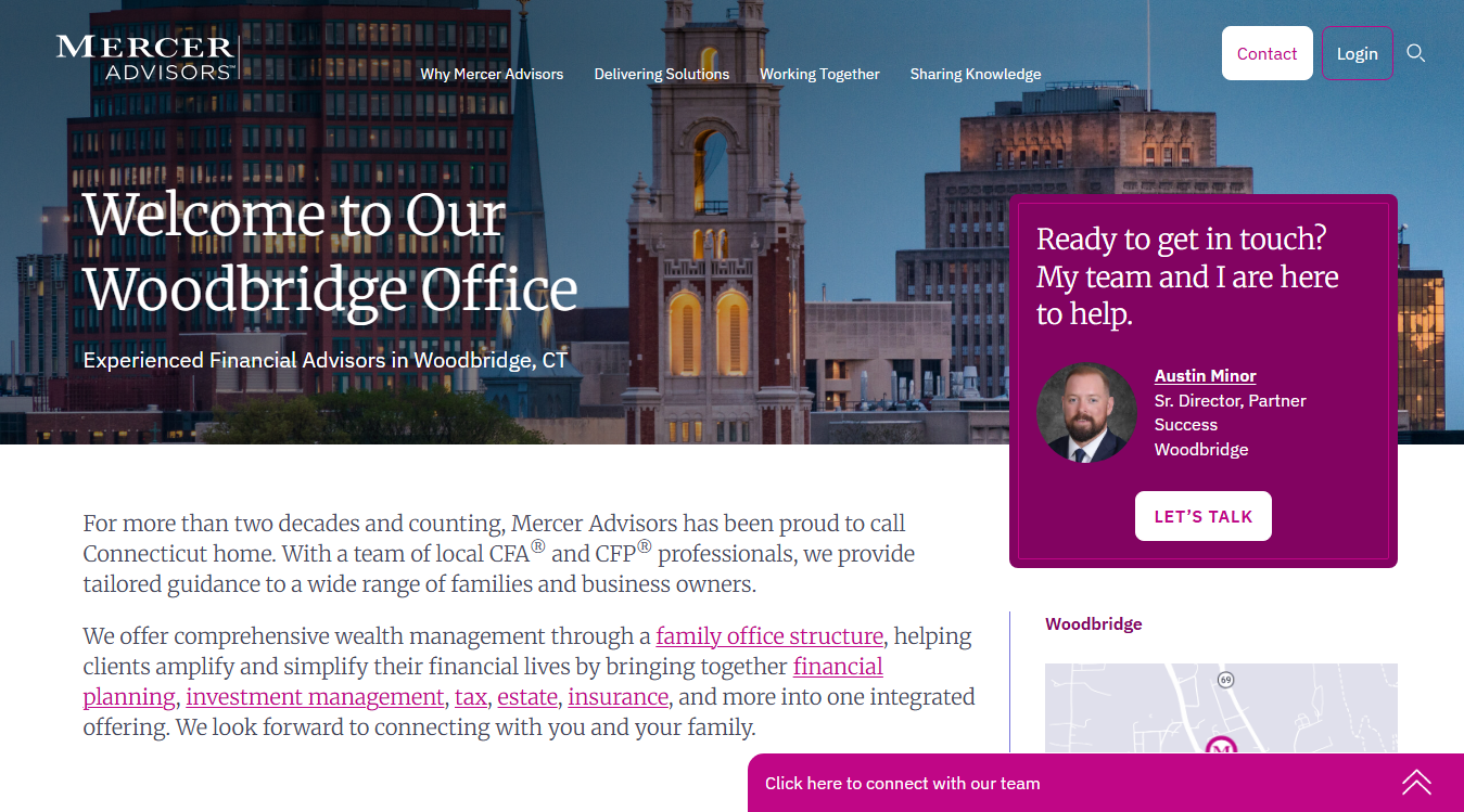 Website screenshot for Mercer Advisors - Woodbridge