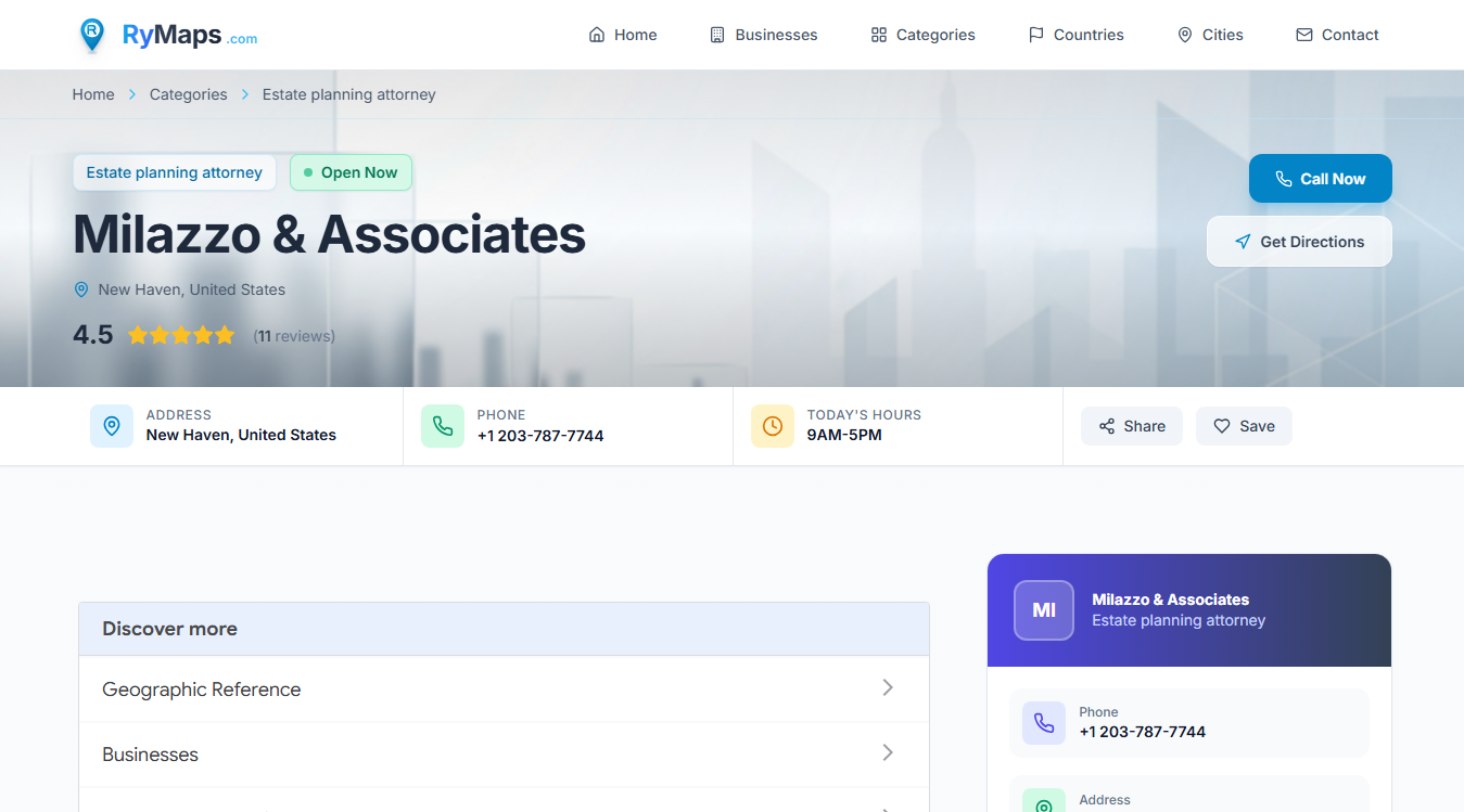 Website screenshot for Milazzo & Associates