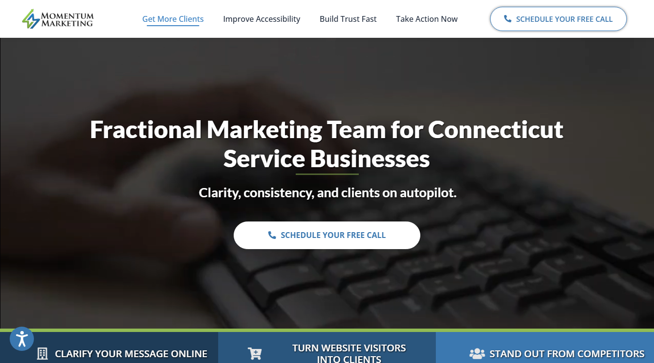 Website screenshot for Momentum Marketing