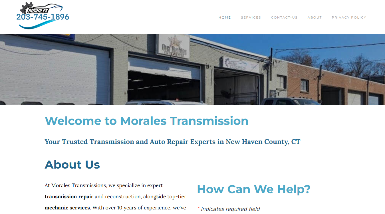 Website screenshot for Morales Transmissions