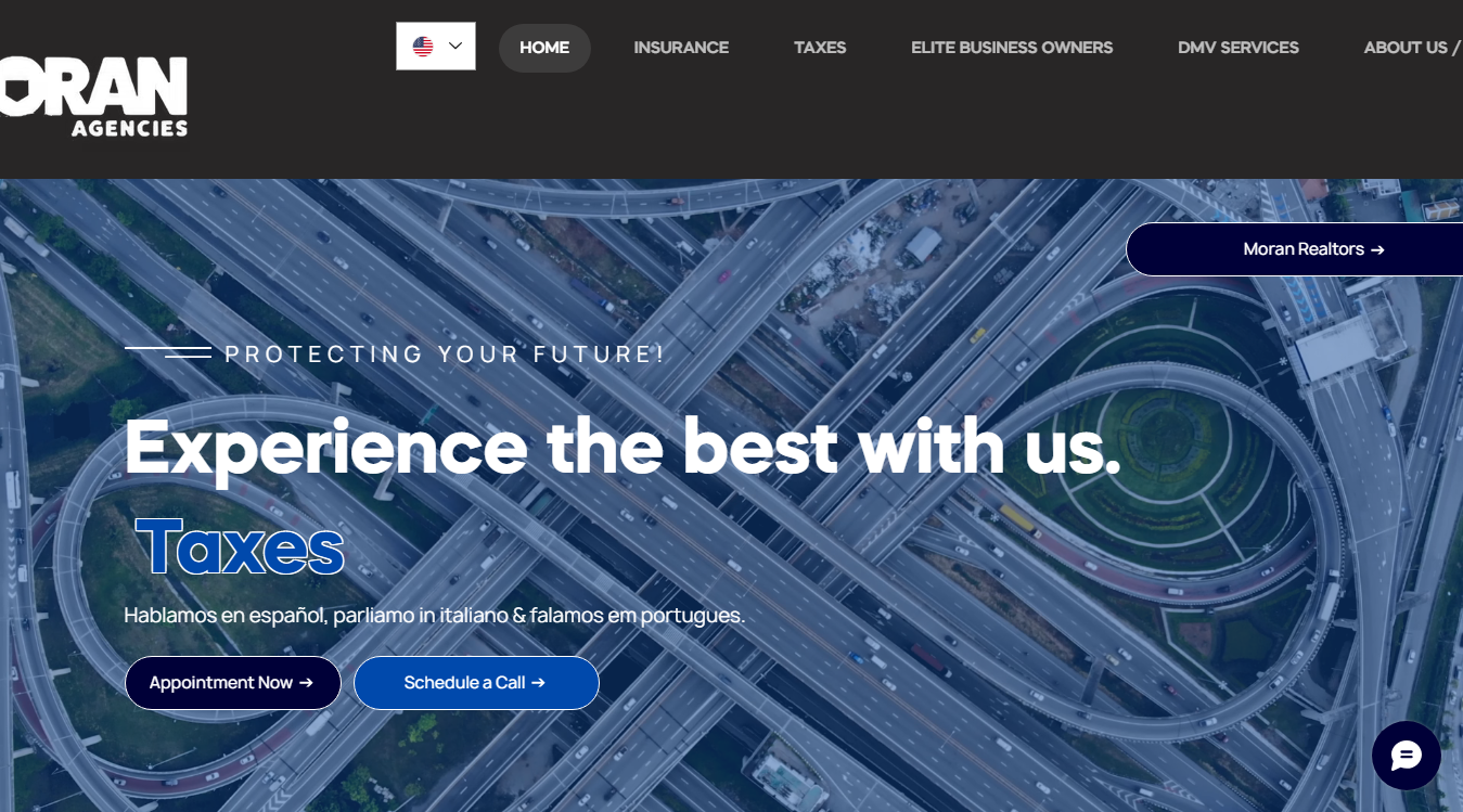 Website screenshot for Moran Agencies