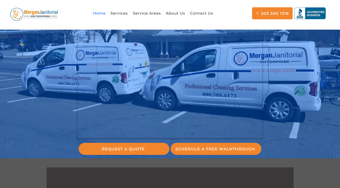 Website screenshot for Morgan Janitorial Enterprise LLC