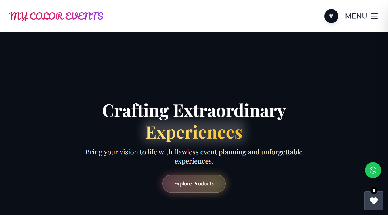 Website screenshot for My Color Events & Design LLC