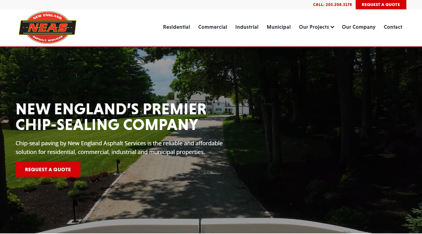 Website screenshot for New England Asphalt