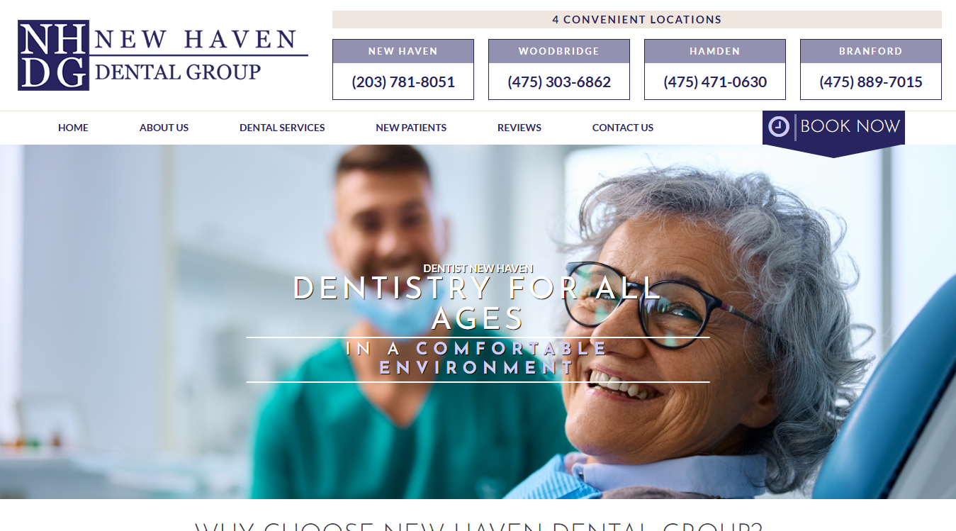 Website screenshot for New Haven Dental Group