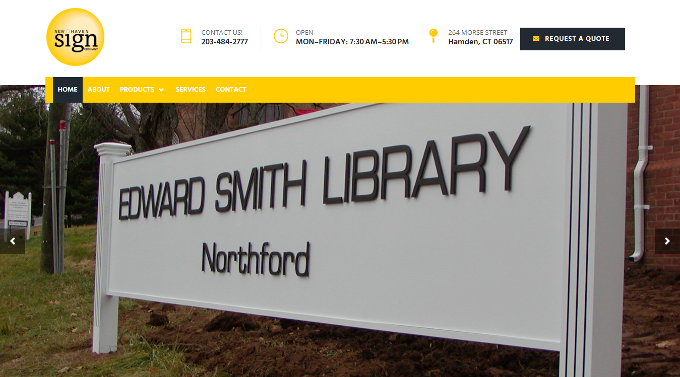 Website screenshot for New Haven Sign Co