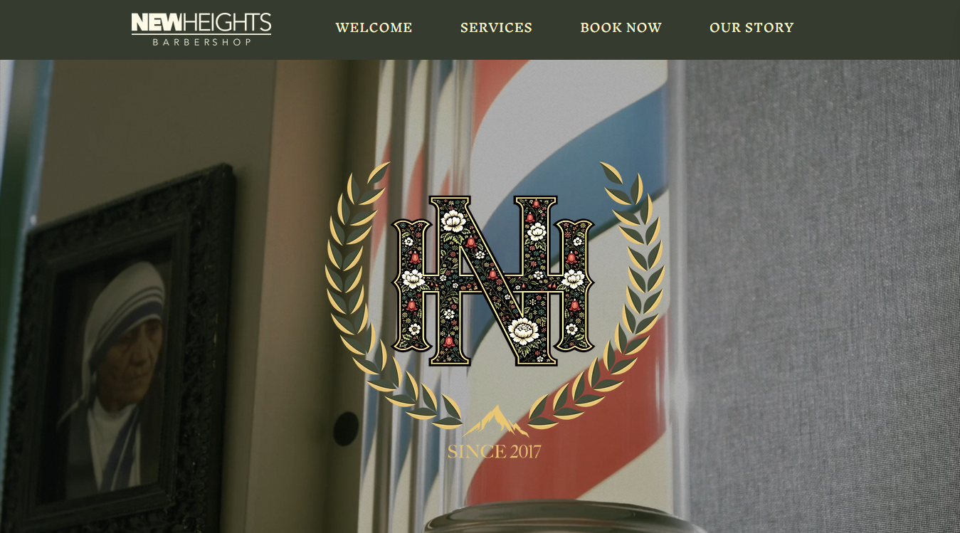 Website screenshot for New Heights Barbershop