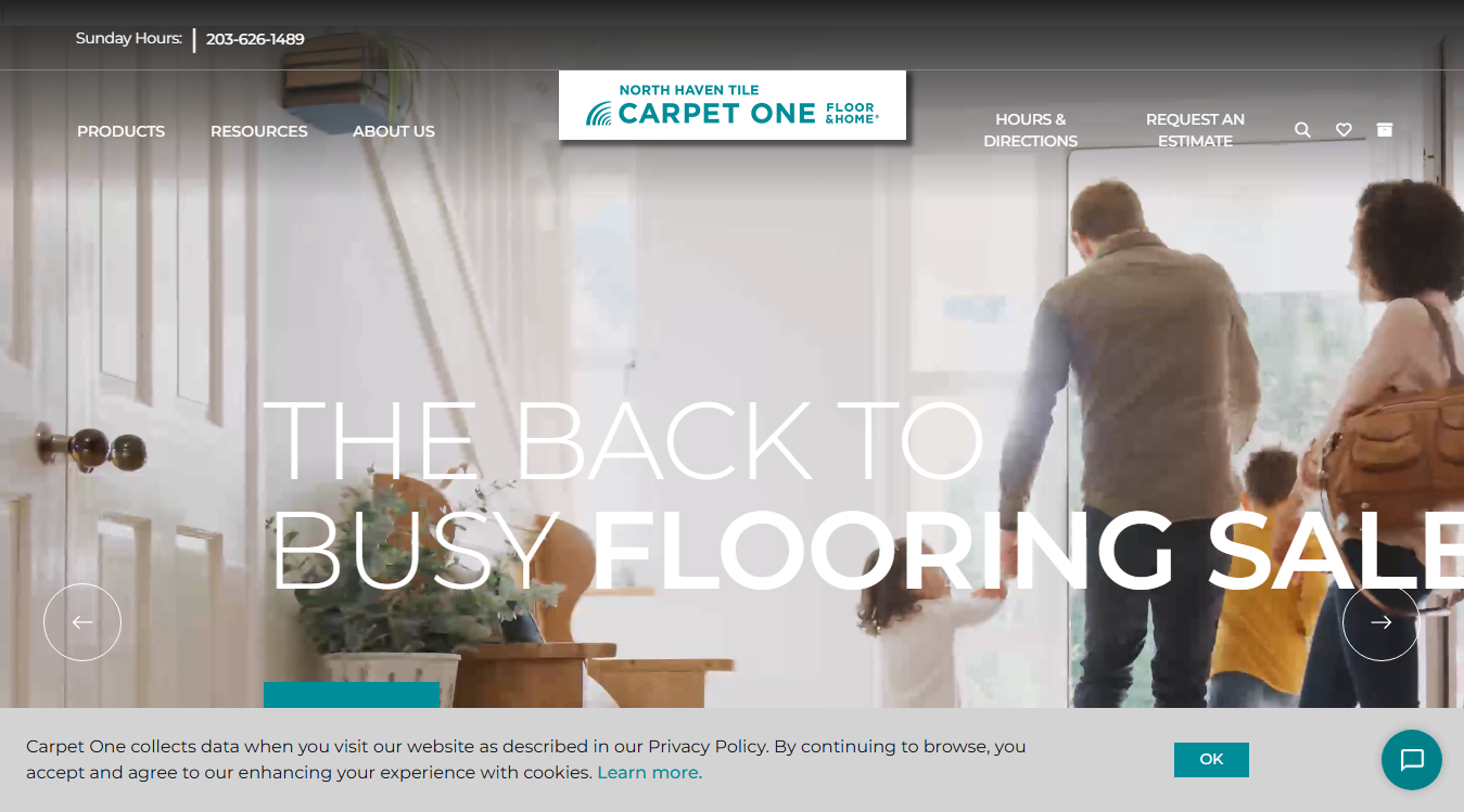 Website screenshot for North Haven Tile Carpet One Floor & Home