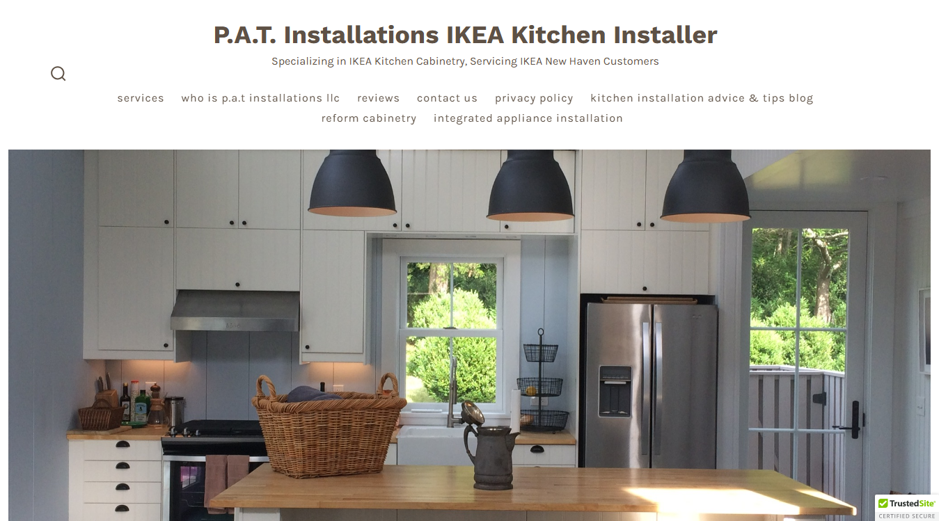 Website screenshot for P.A.T. Installations LLC, Specializing In IKEA Kitchen Installations