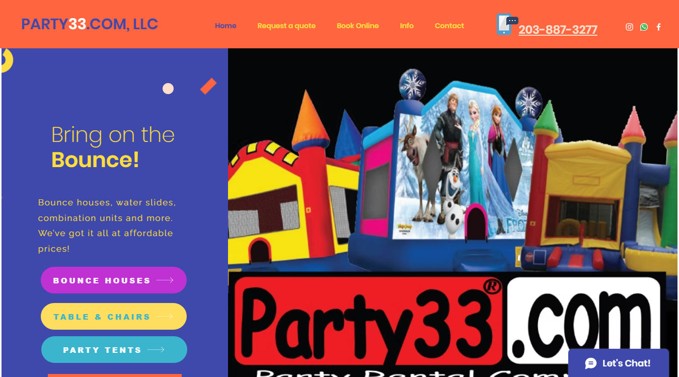 Website screenshot for party33.com