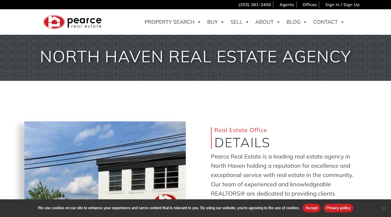 Website screenshot for Pearce Real Estate