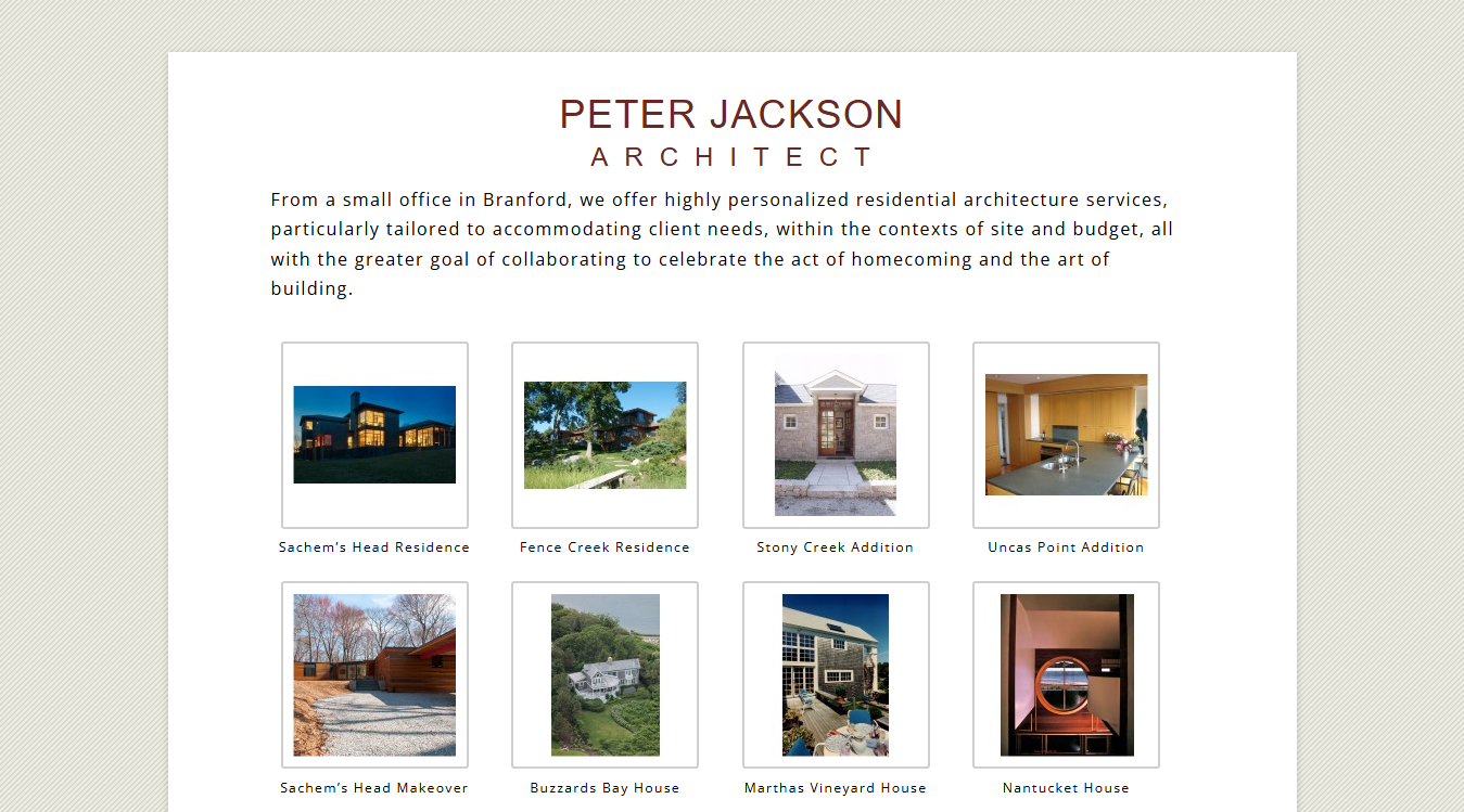 Website screenshot for Peter Jackson Architect