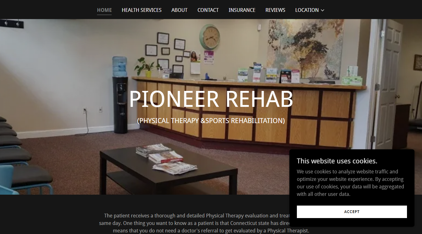 Website screenshot for Pioneer Rehab DBA-Pioneer Physical Therapy & Sports Rehabilitation