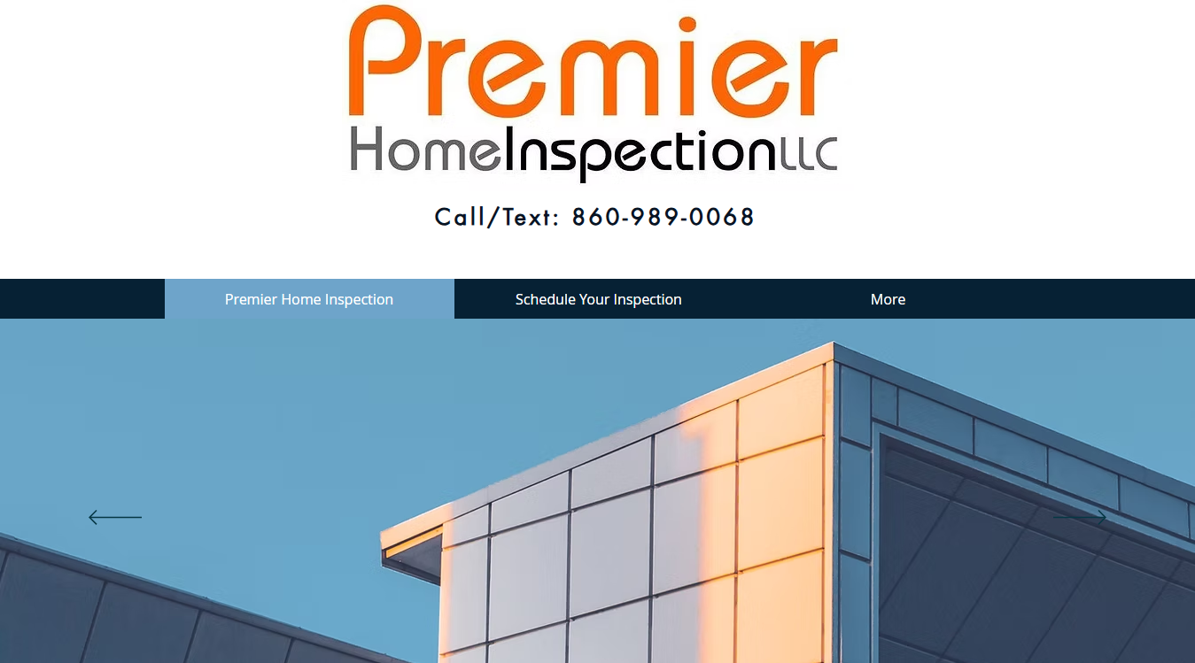 Website screenshot for Premier Home Inspection, LLC