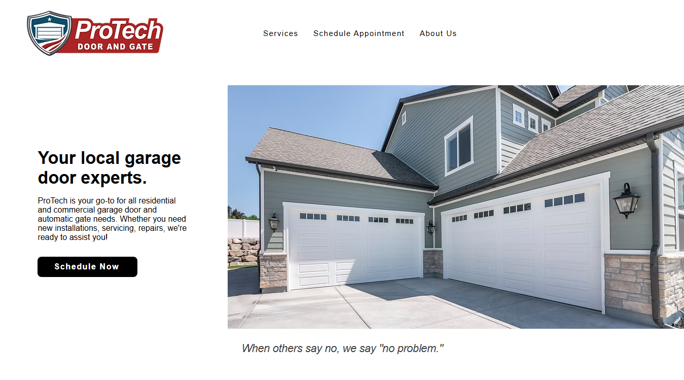 Website screenshot for ProTech Door and Gate LLC